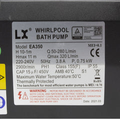 LX EA350 Circulation/Whirlpool Pump - 1HP