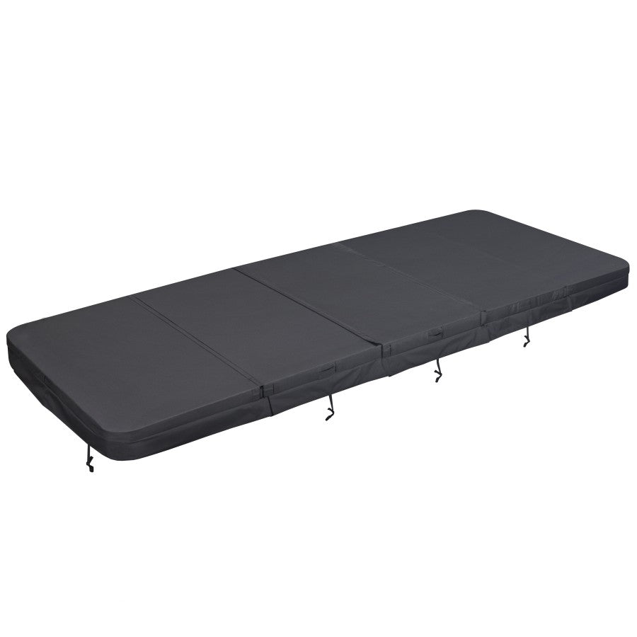 Cover for OEM5.9M Swim Spa V1 - Full Set(3 Parts) - 5900 x 2250mm, Radius 200mm, Thickness 145-90mm, Skirt 150mm, Straps 500mm - Black Fabric