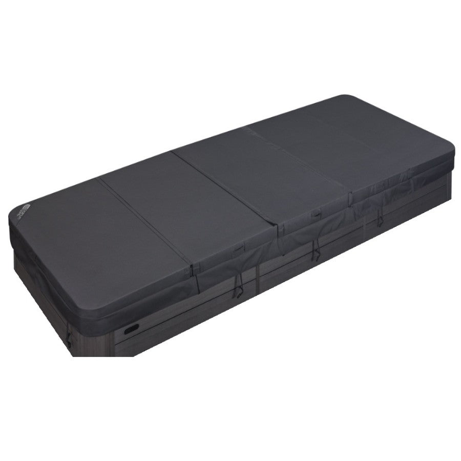 Cover for Helios Swim Spa V1+V3 - Full Set(3 Parts) - 5900 x 2250mm, Radius 200mm, Thickness 145-90mm, Skirt 160mm, Straps 500mm - Black Fabric