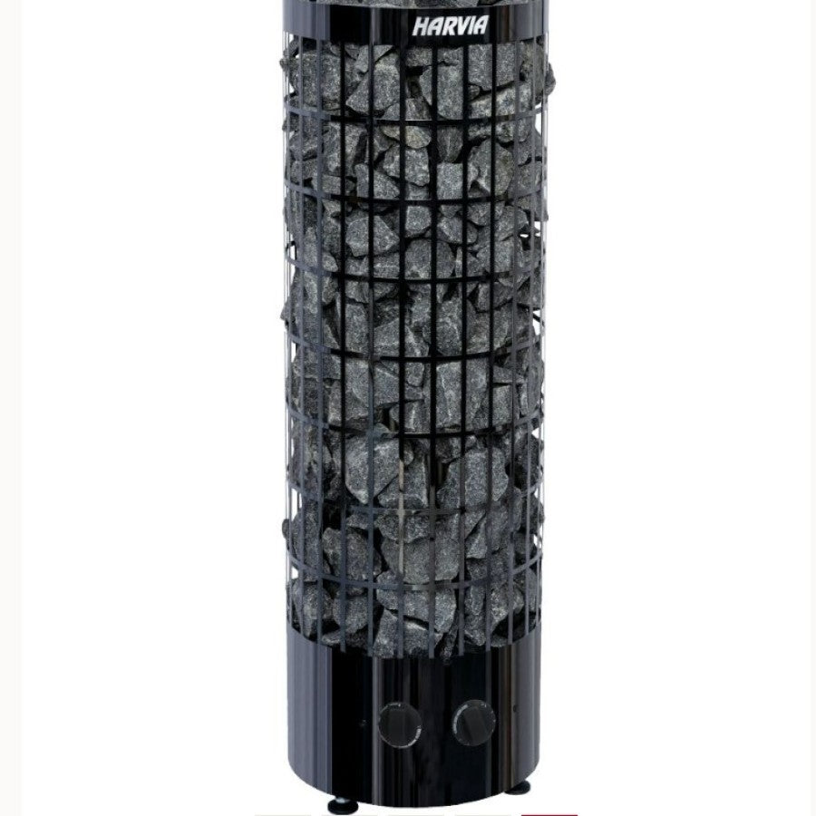 Electric Sauna Heater Harvia Cilindro PC70 6.8 KW Black Steel for Cube 160 (HPC700400M) + 4 Boxes Stones 5-10 cm 20 kg (AC3000)