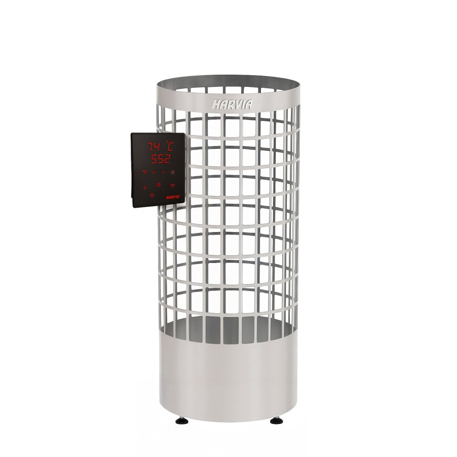 Electric Sauna Heater ONLY Harvia Cilindro PC90XE 9KW with Xenio WIFI - Steel (HPC904XW) for Cube 160/210/250 and Barrel 210/250