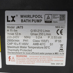 LX JA75 Circulation Pump - 0.75HP 1Speed