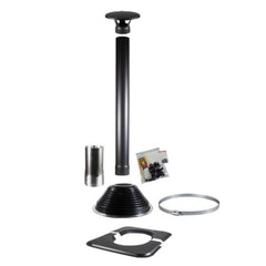 Wood Burning CUBE Sauna Heater Linear 18 Compact (WKLI18CPTM) + Black Chimney set (WHP1000500M+WHP-ASBSM) + Black Chimney extender for CUBE Saunas (WHP1000M)+ floor plate (WL100) + 2 boxes of Stones 10-15 cm 20 kg (AC3020)